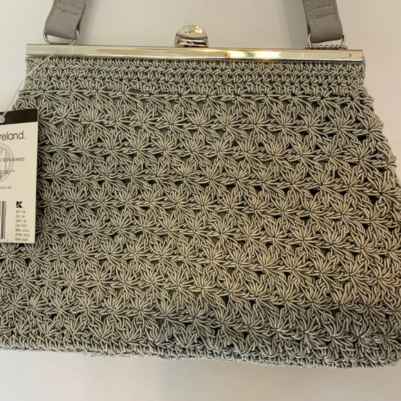 kathy ireland Handbags - Kathy Ireland Women's Grey Crocheted w/Clasp Closure Small Shoulder Purse